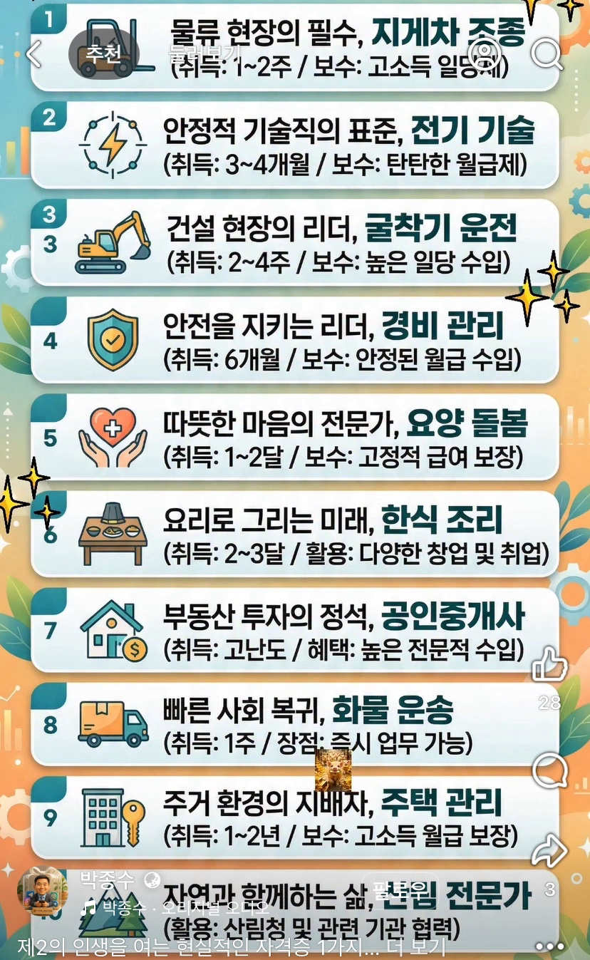 제2의 인생을 꿈꾸며, 중년시니어의 기술인 진로