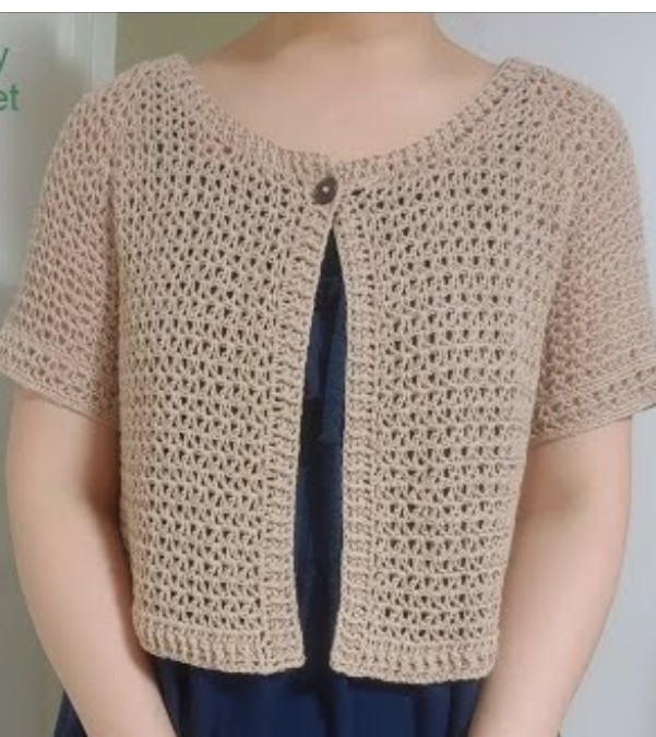 새상품 코바늘 탑다운 썸머볼레로