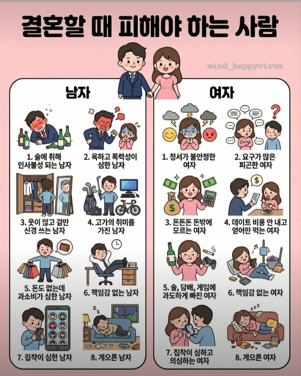 결혼 할 때 피해야 되는 사람