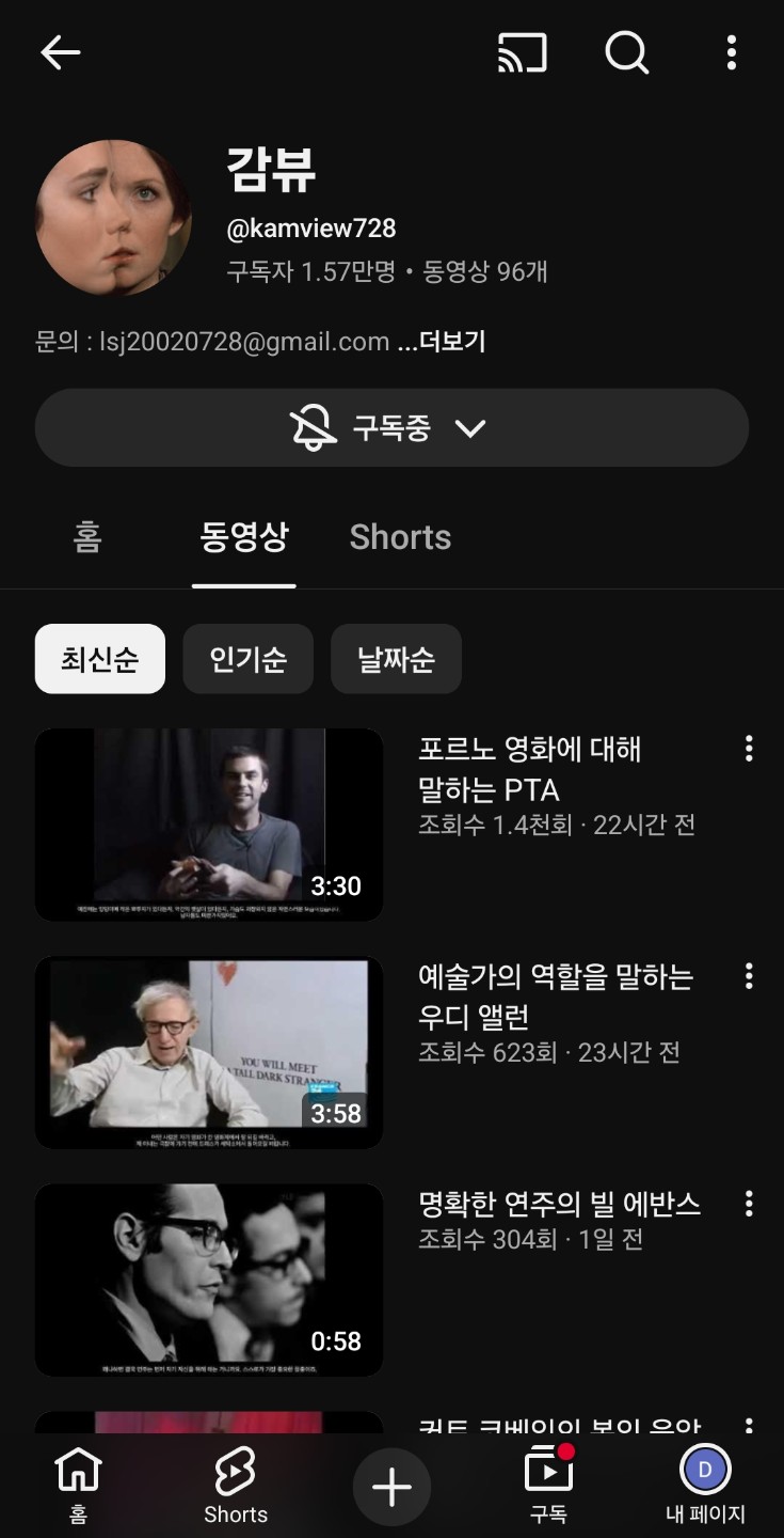 "감뷰" 유튜브 추천