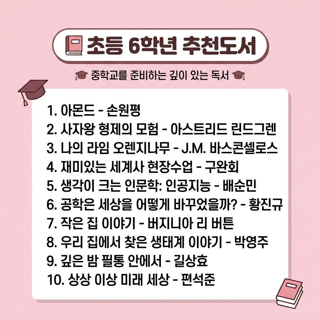 초등학교 1학년부터 6학년 추천도서 올려드려요!