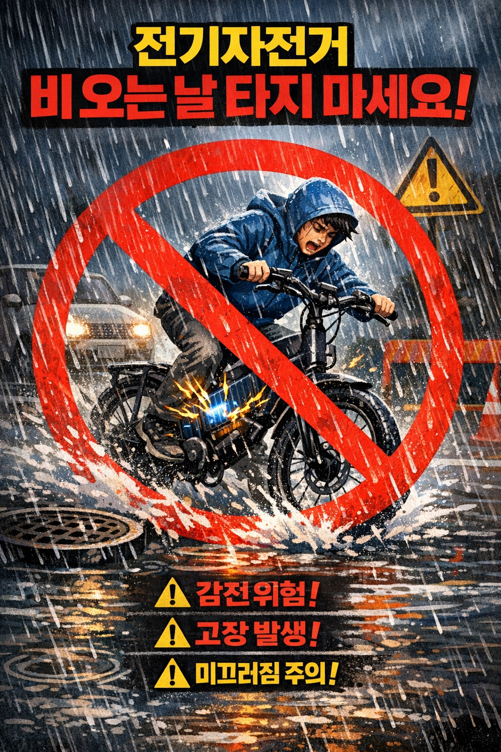 전기자전거 비오는 날에는 운행하지 마세요😂