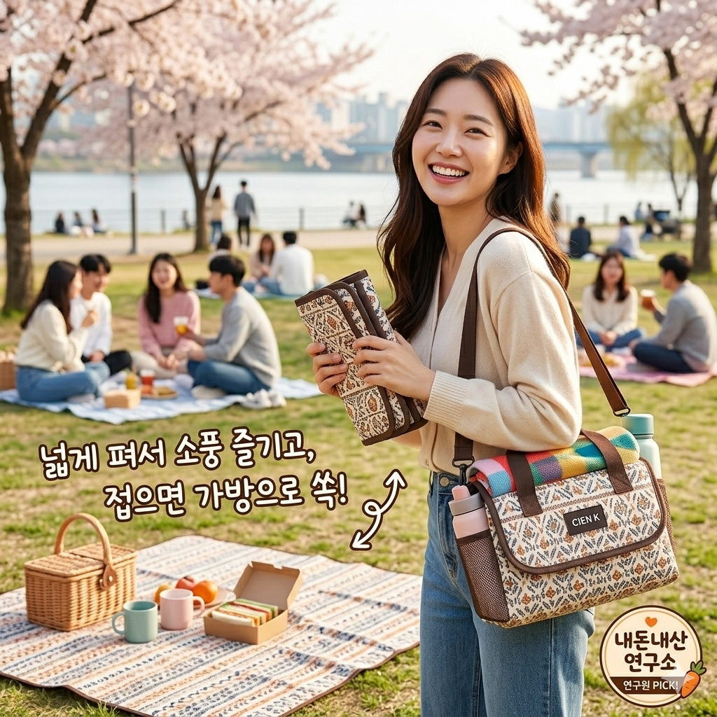 짐 가방 걱정 끝! 한강 피크닉의 완성, '시엔케이 멀티 피크닉 매트' 찐 후기 🥕