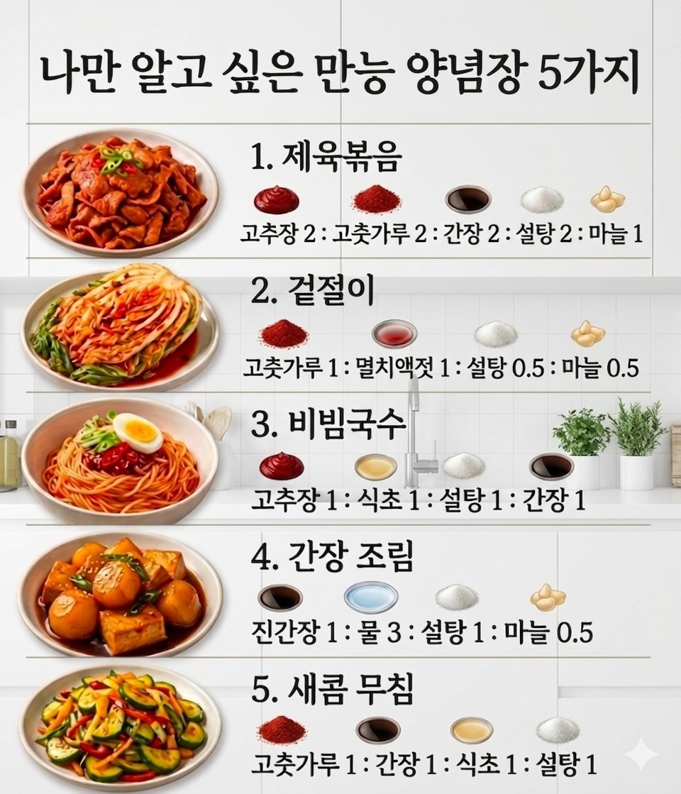 나만 알고 싶은 만능 양념장 5가지