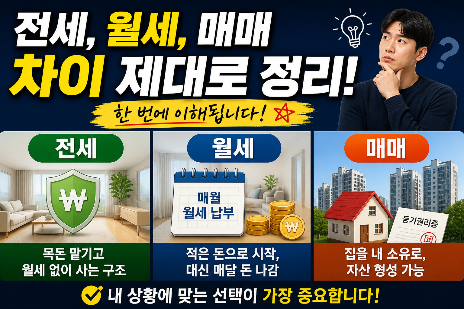 전세, 월세, 매매 차이 제대로 정리 (한 번에 이해됩니다)