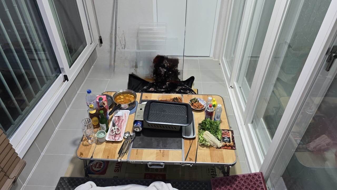 베란다에서 고기굽기 민폐인지?