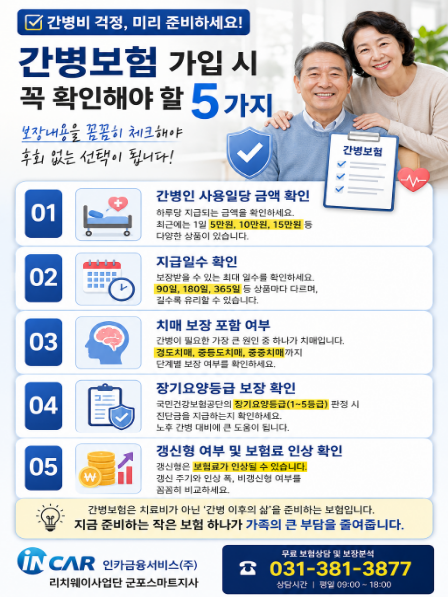 2026년 간병보험 꼭 필요한 이유! 월 2만 원으로 수천만 원 간병비 대비하는 방법!