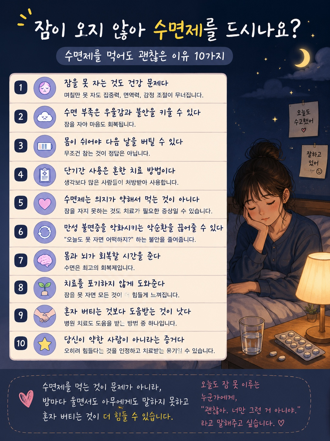 잠이 오지 않아 수면제를 드시나요?