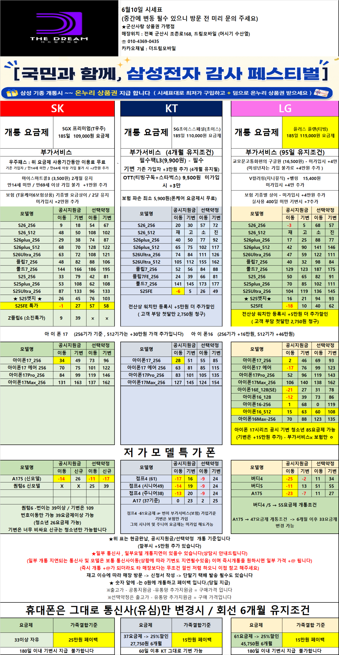6월 10일 오늘의 성지 시세표