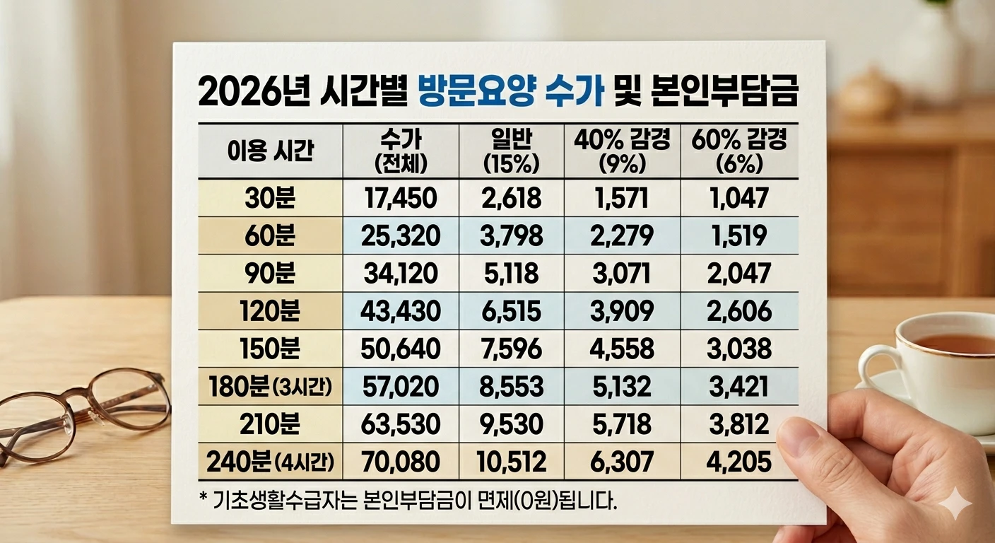방문요양 수가 및 본인부담금