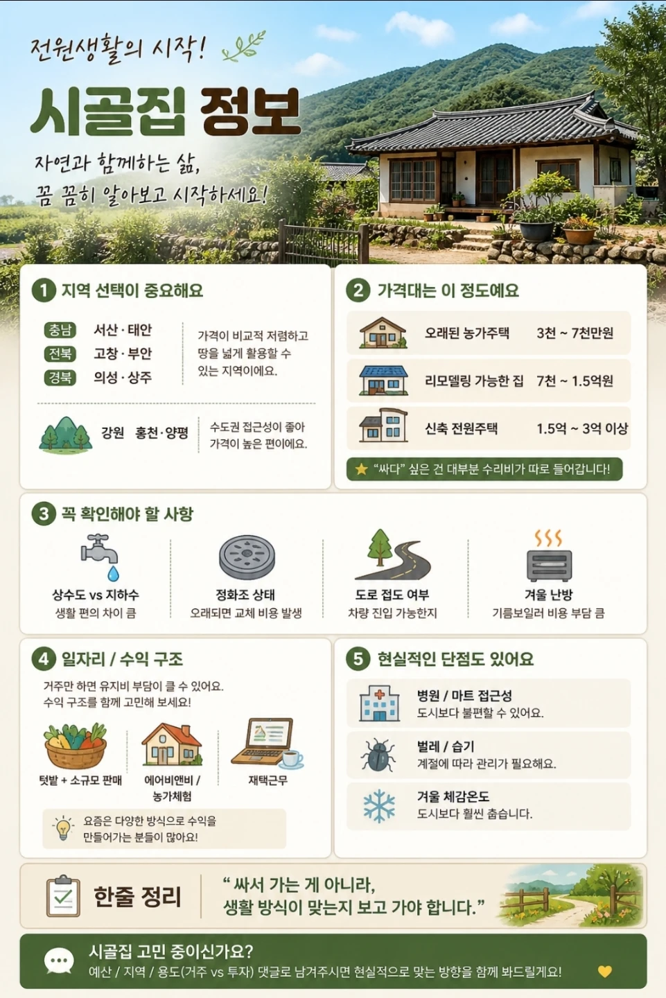 🌿 요즘 뜨는 시골집, 어디가 좋을까?