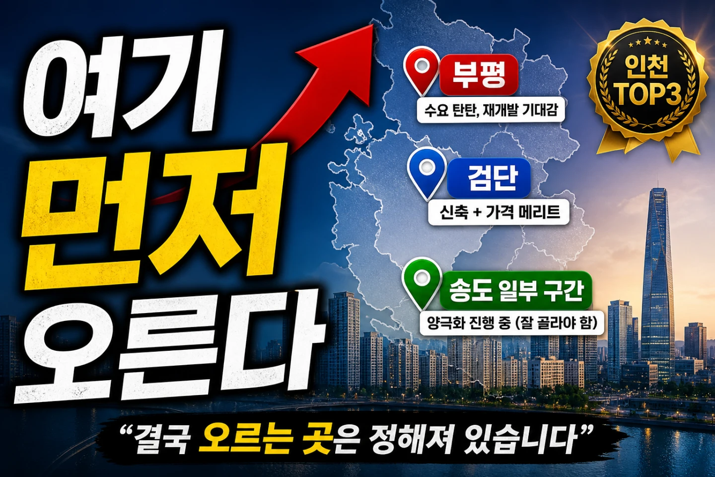 인천에서 앞으로 오를 가능성 높은 지역 TOP3