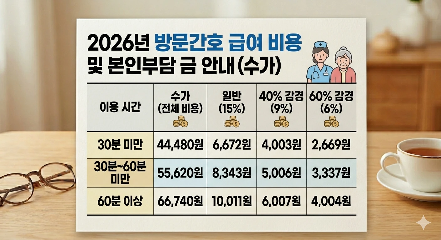 방문간호 본인부담금 정보입니다