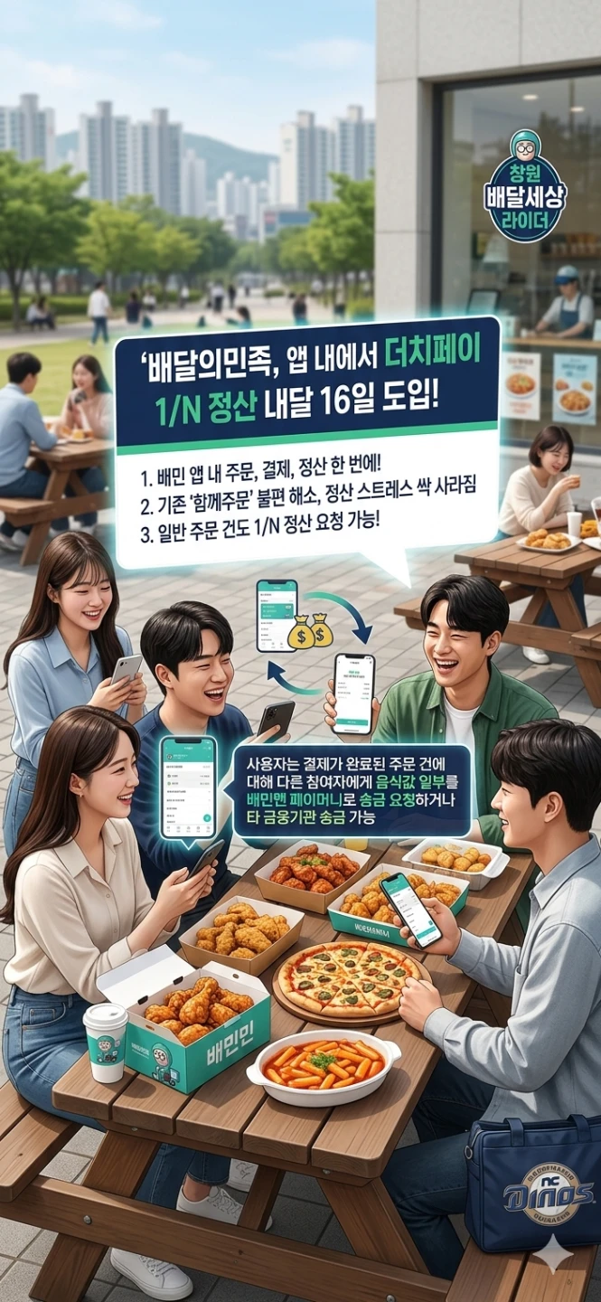 배민에 '더치페이 1/N 정산' 기능이 생기네요! 💳🍗
