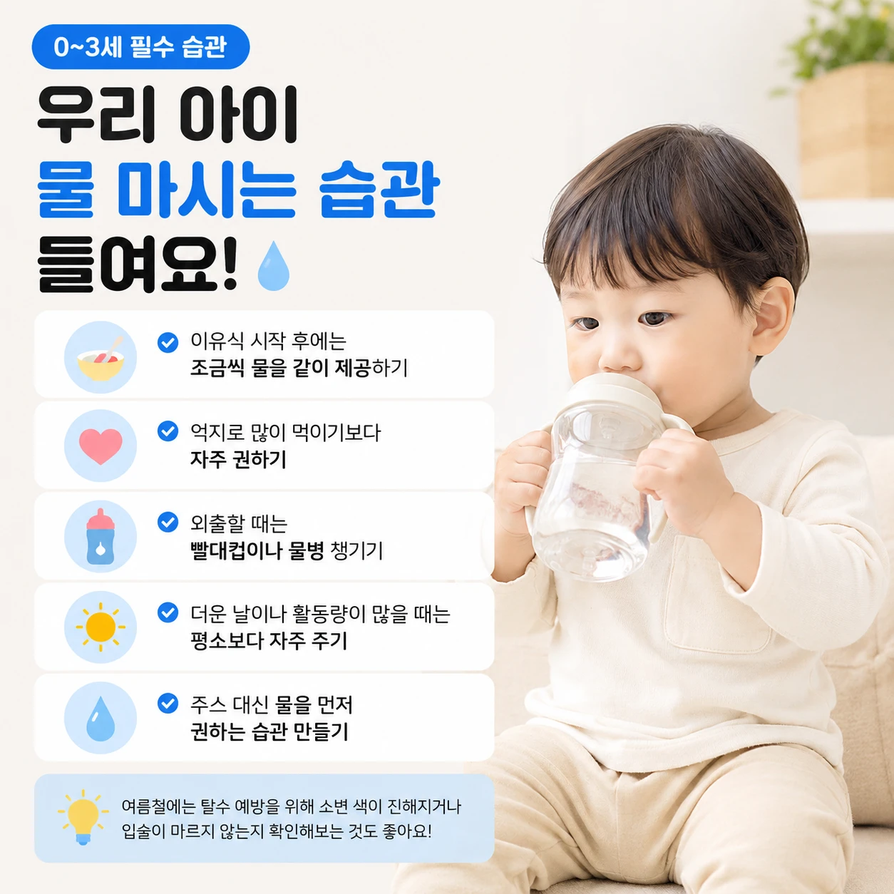 📌 0~3세 아이 물 마시는 습관 들이기