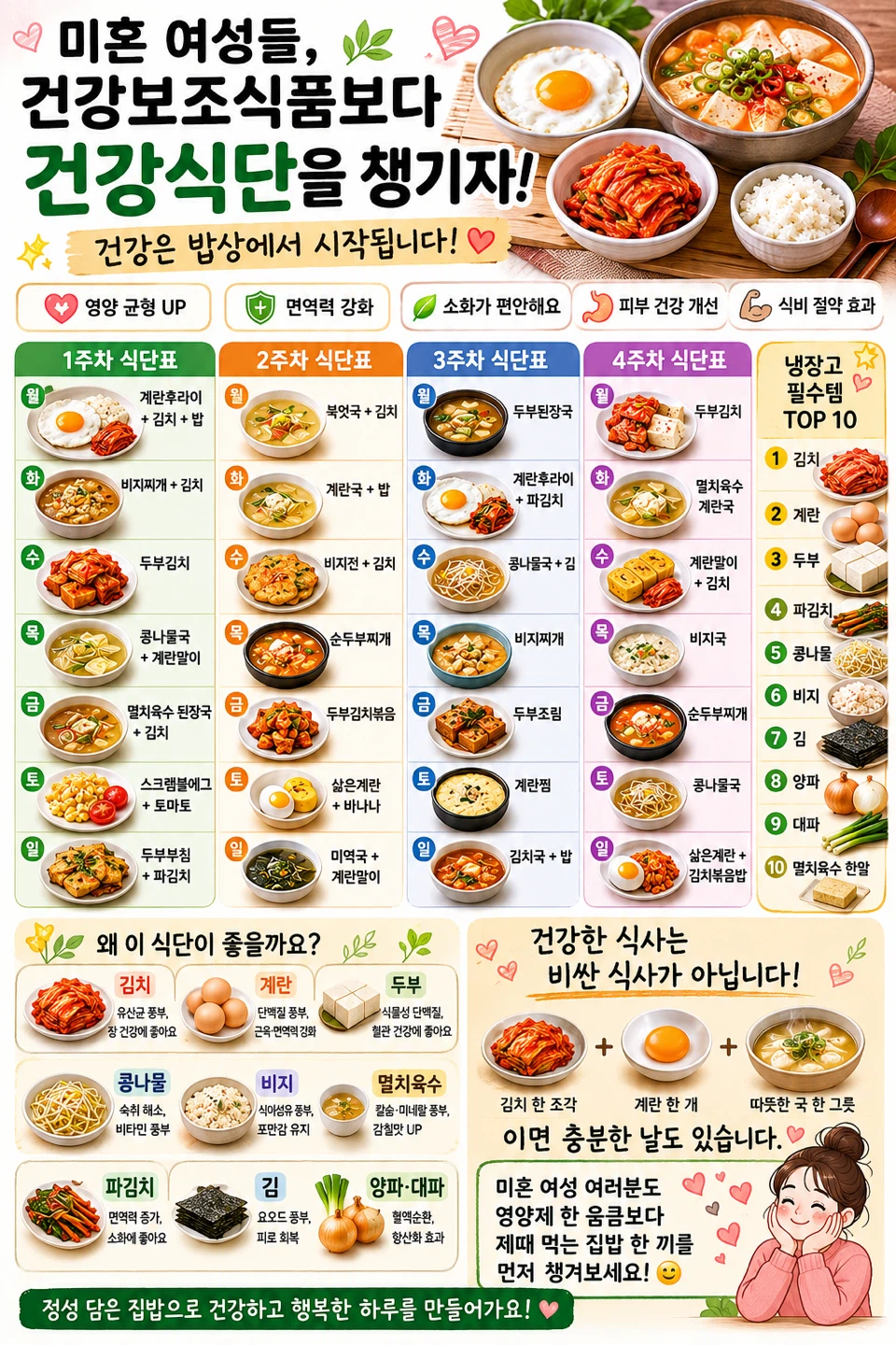 미혼 여성들의 건강 식단 챙기기