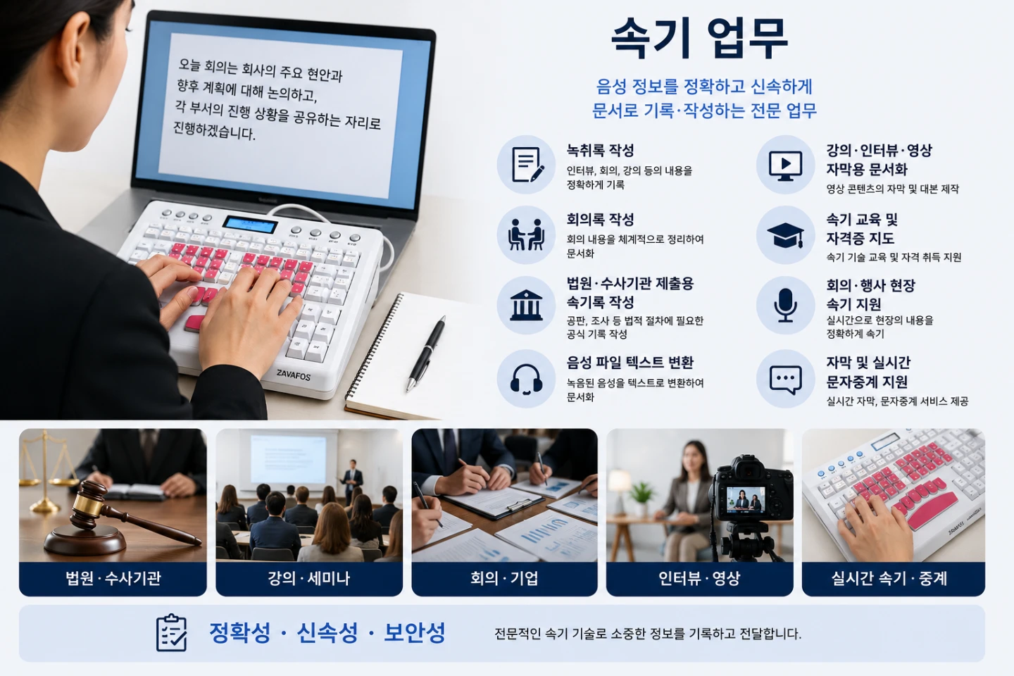 속기 업무는 다양합니다