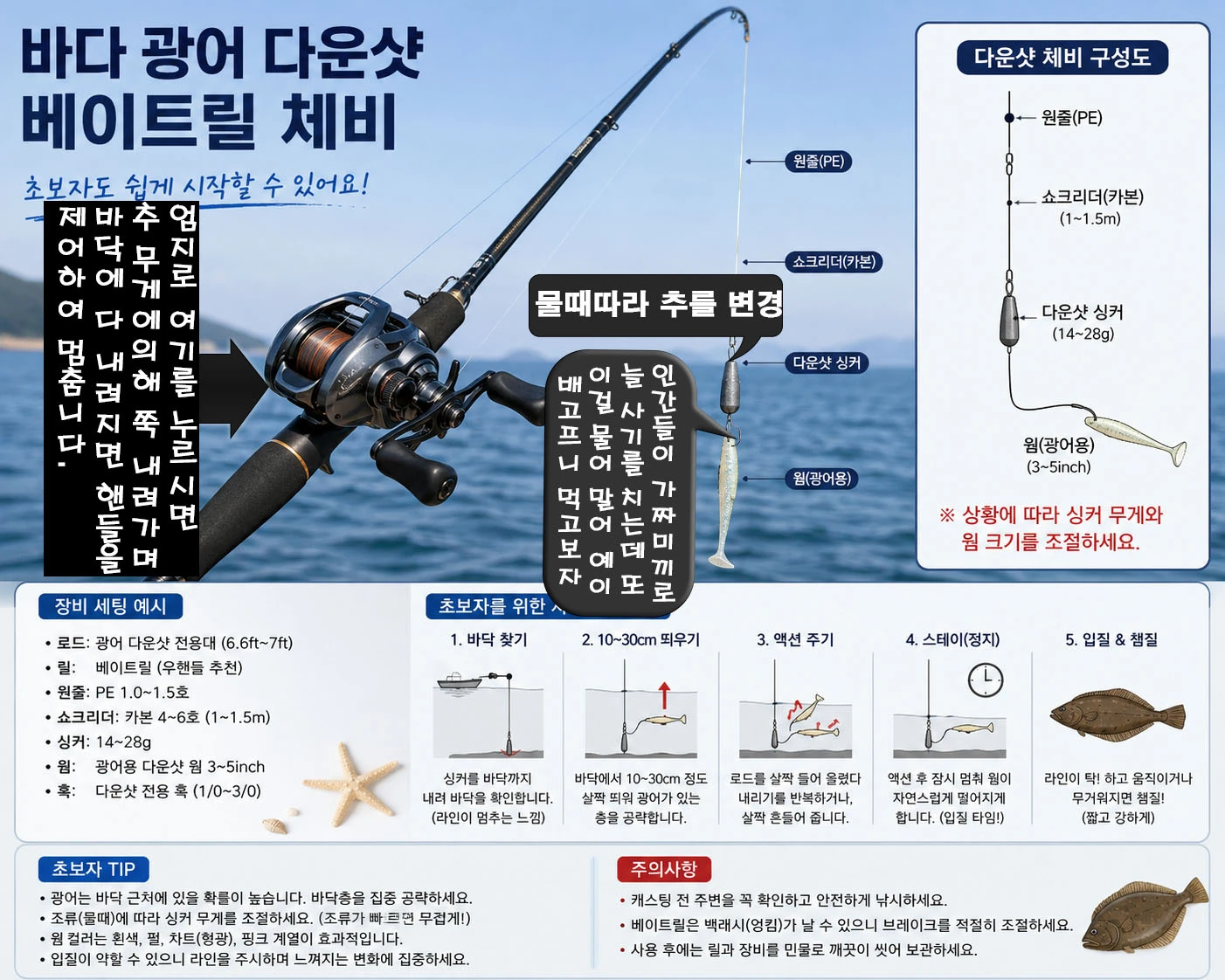 바다낚시 다운샷 베이트릴 초보용