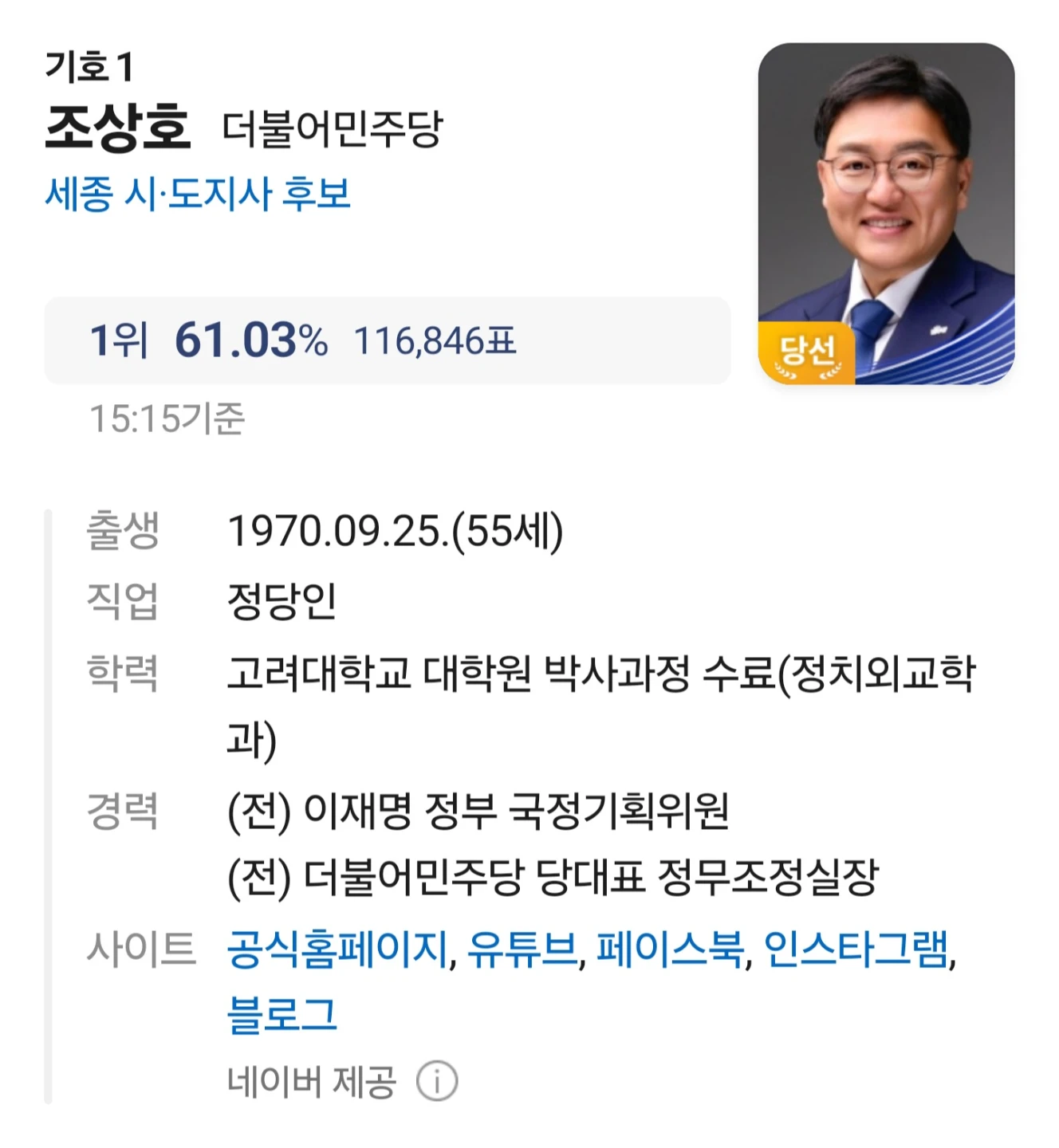 세종시장, 시의원 결과