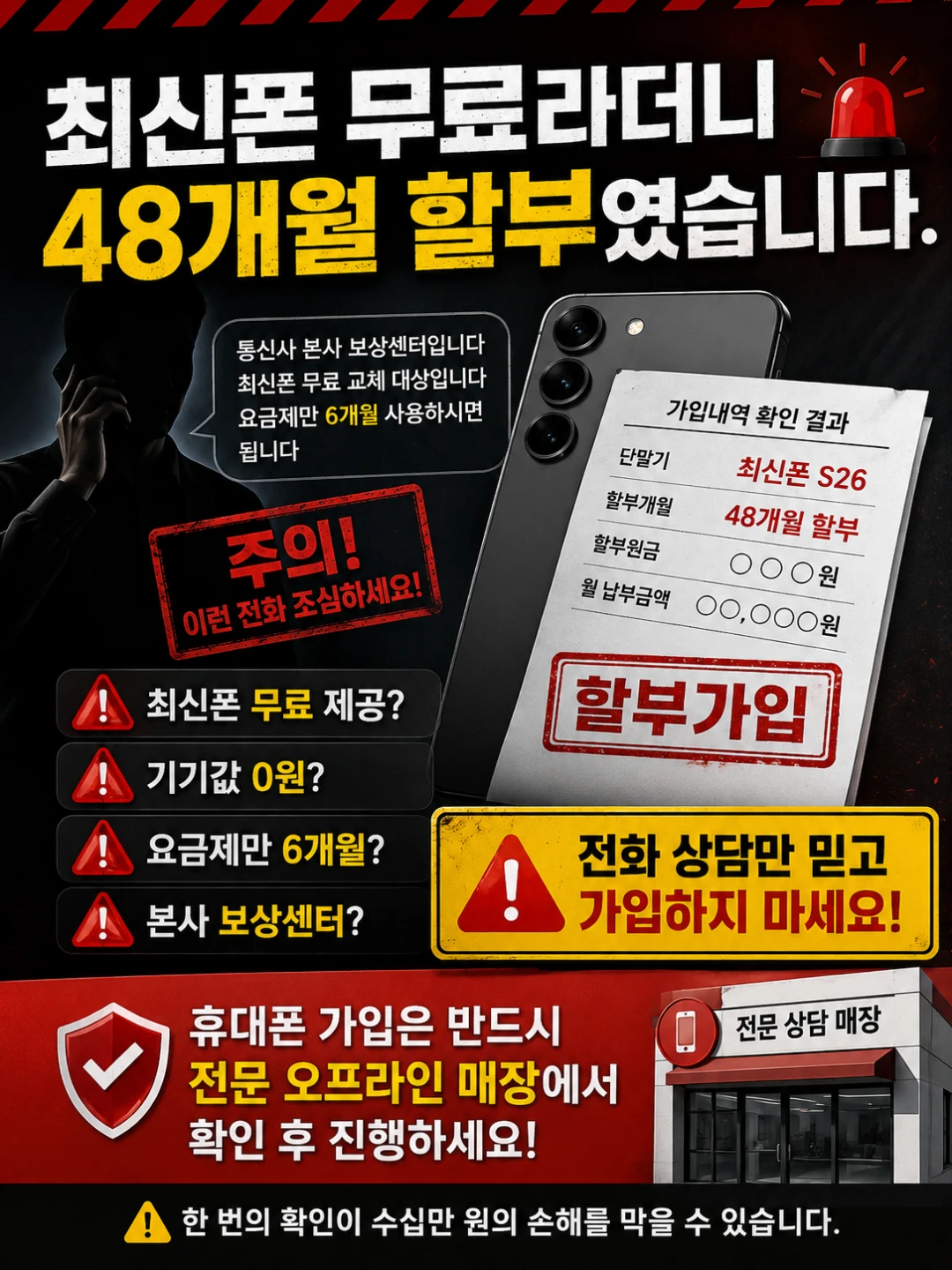🚨 최신폰 무료라더니 48개월 할부였습니다
