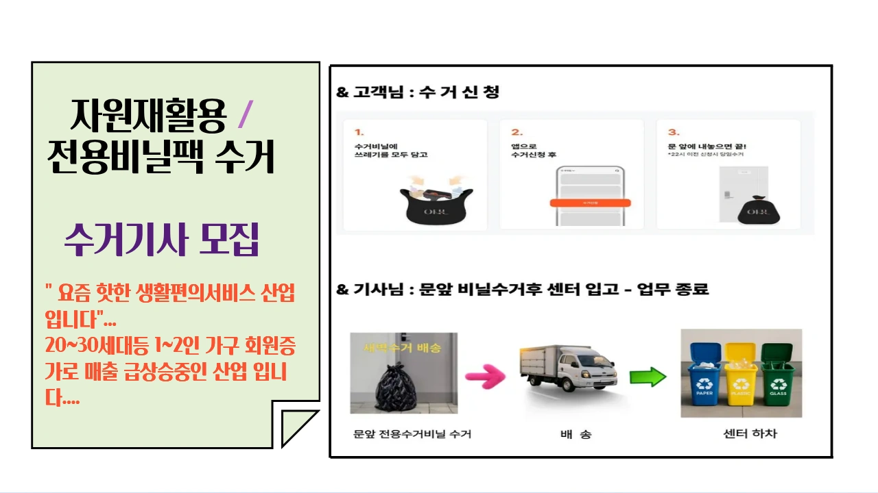 IT기반 문앞 /수거전용 비닐봉투 수거 /5백만원