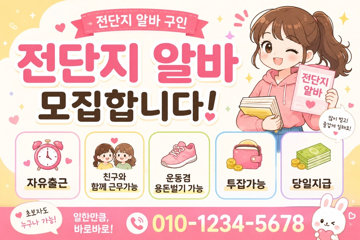 전단지 알바 시급 11.500 당일지급