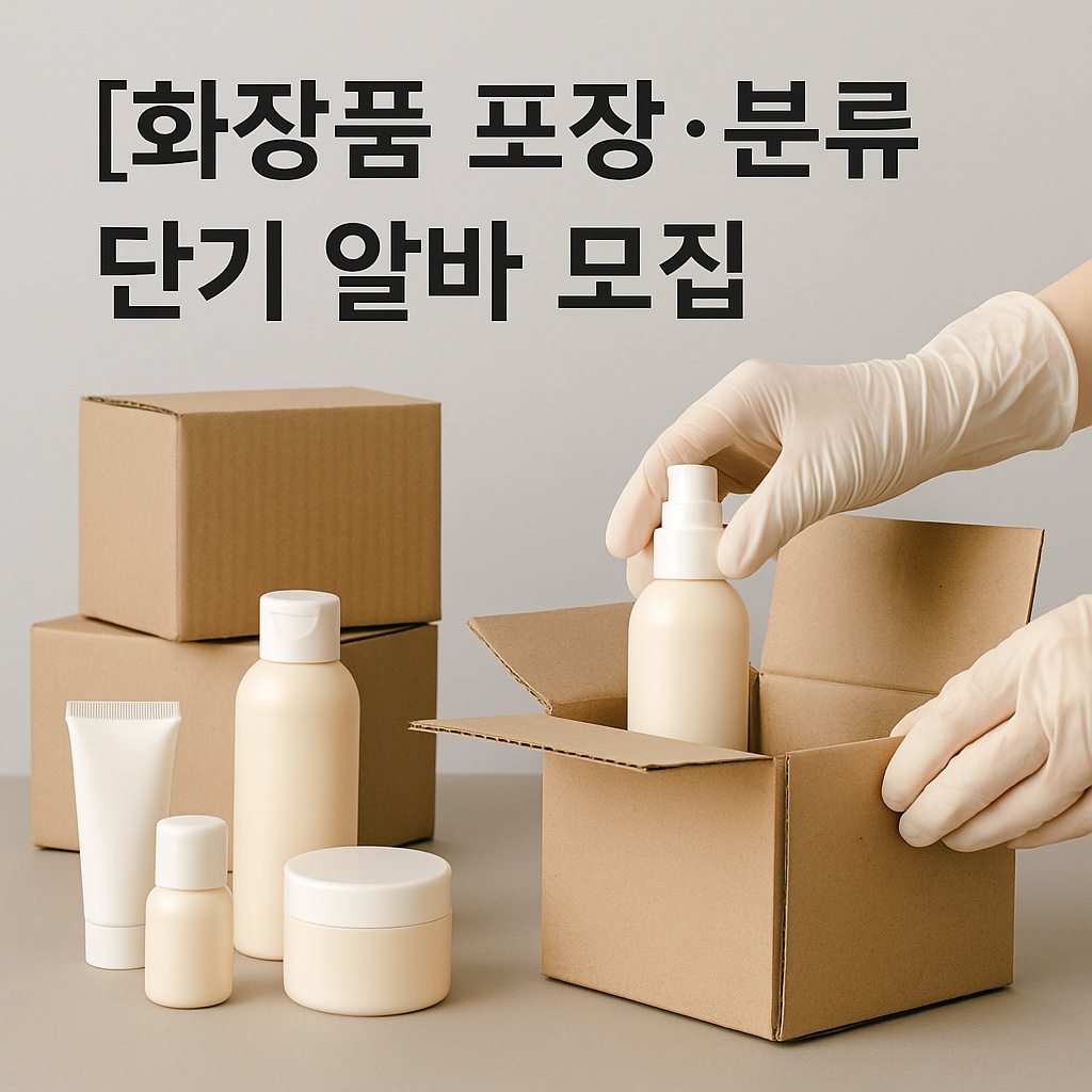 화장품 포장 분류 단기 알바 모집 공고 썸네일
