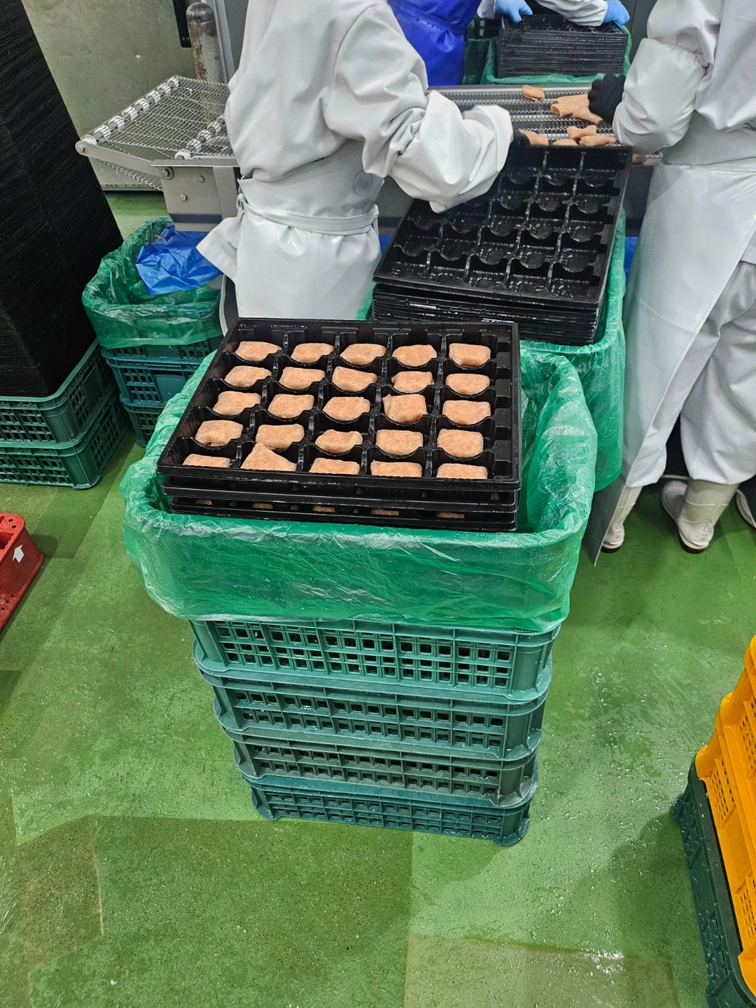 돈까스공장 고기 치즈절단 작업