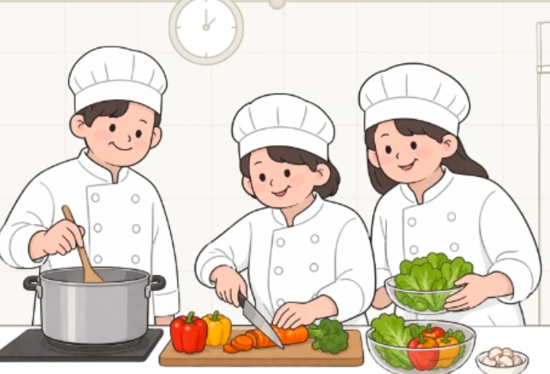 단체급식 조리보조 및 홀 담당
