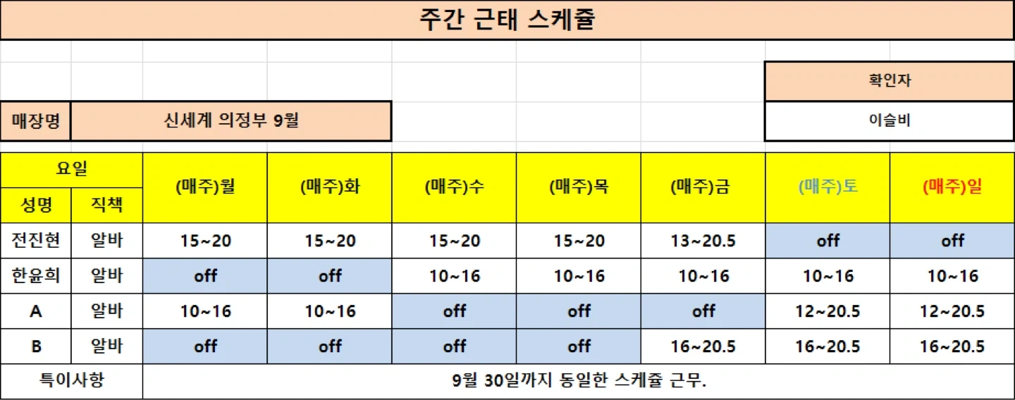 신세계 의정부점 디저트 팝업 알바 구인