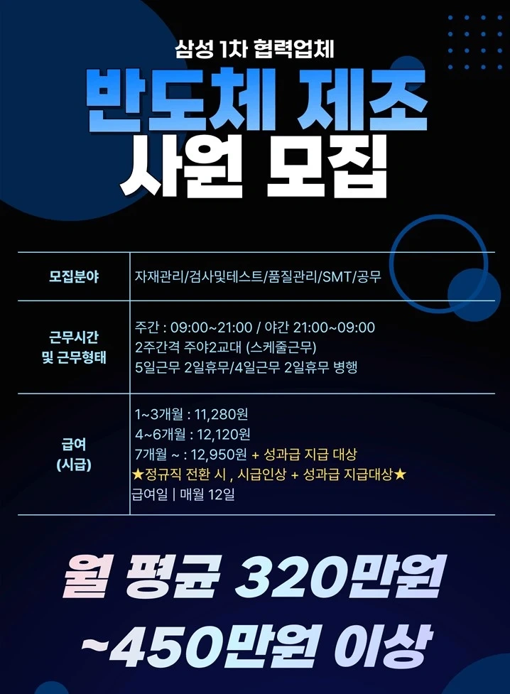 400이상/천안 통근O/반도체/20~30젊은/추석이후출
