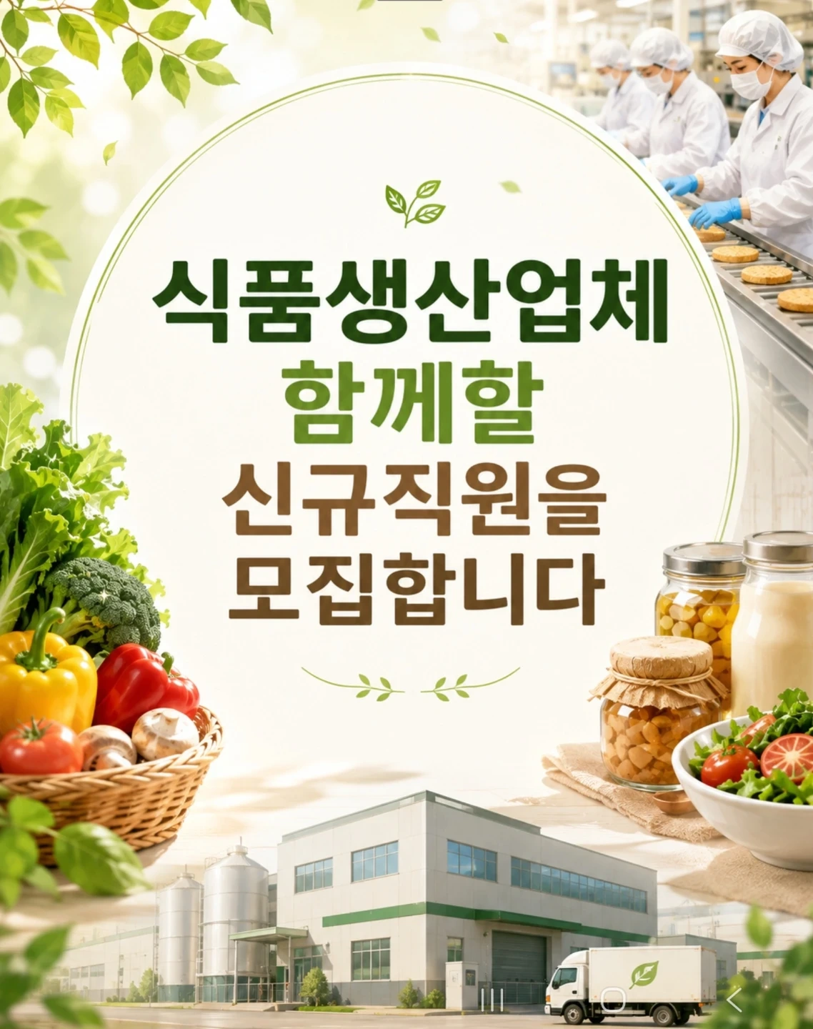 평택 주간고정 식품업체 생산및 포장업무 사원모집