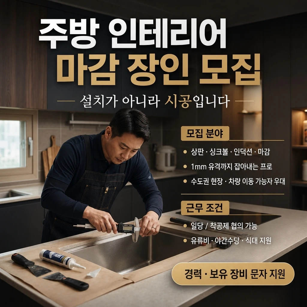 주방가구.상판.싱크볼리폼.전기레인지 시공