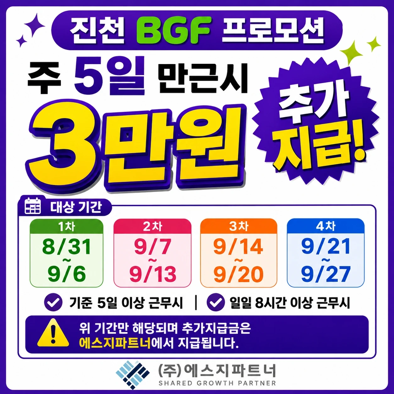 프로모션!BGF!원하는날만근무!12시~16시파트타임가능