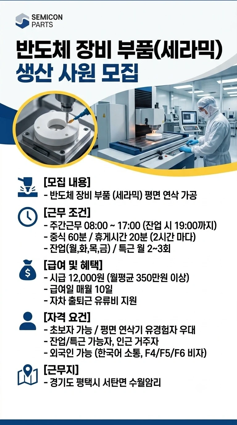 반도체 장비 부품(세라믹) 생산 사원 모집