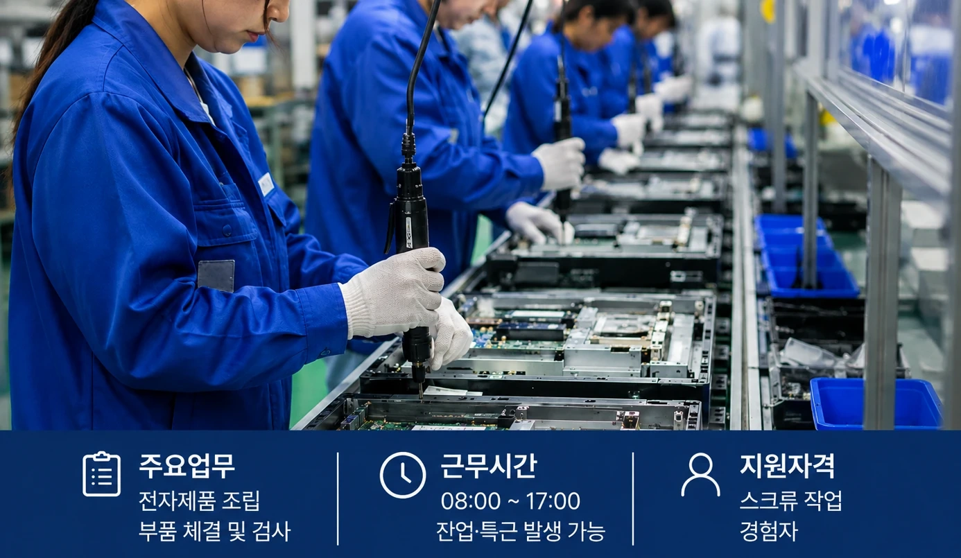 전자부품 생산직 주간반 사원모집