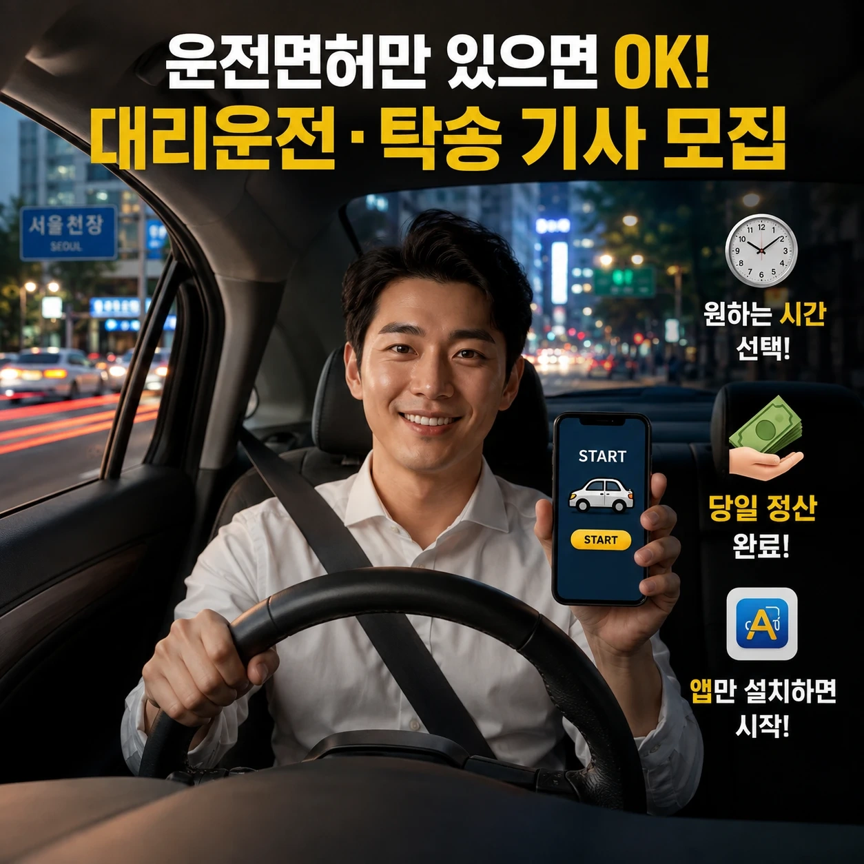 차량탁송 대리 투잡가능 당일지급합니다
