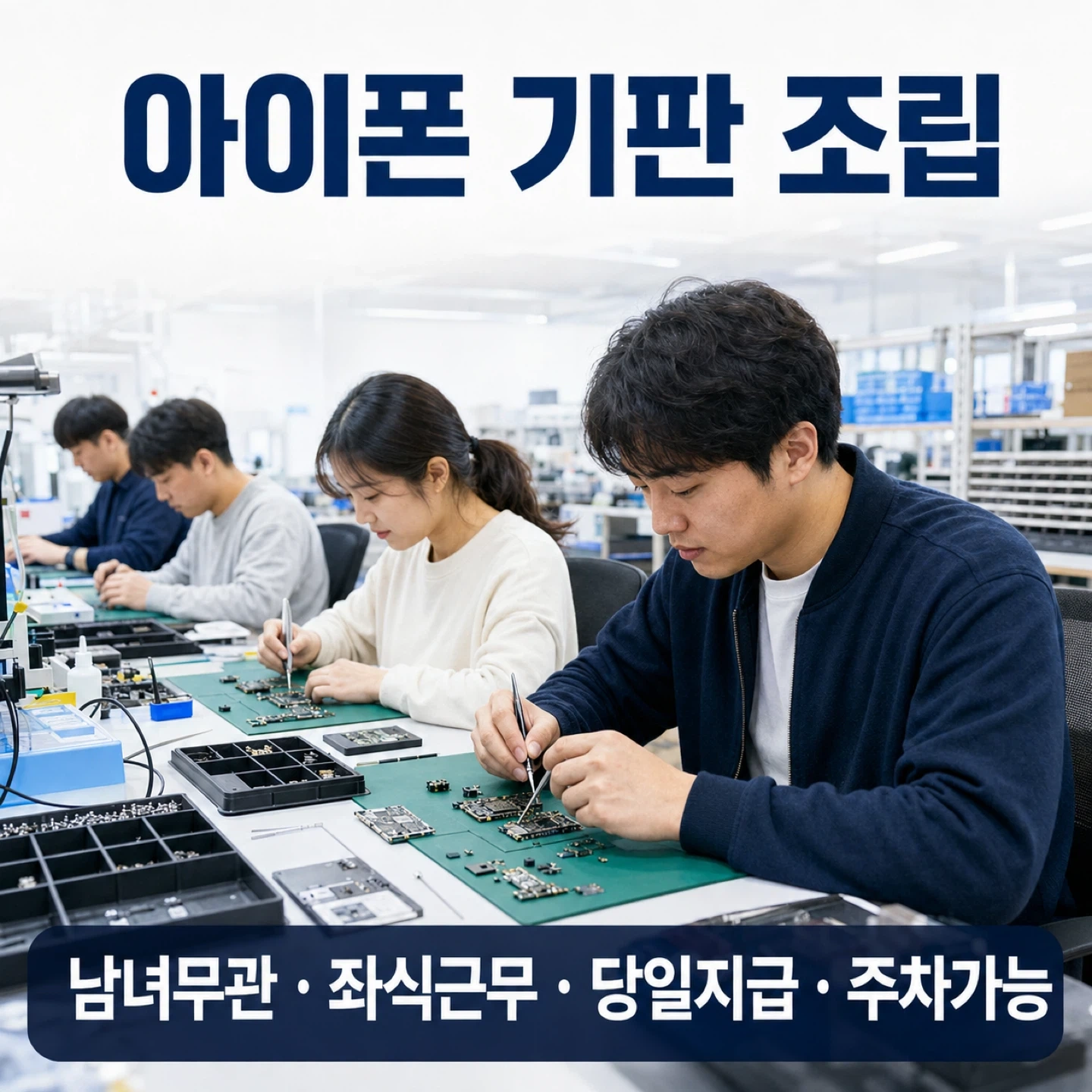 핸드폰 좌식 조립 품질 검사 남녀무관