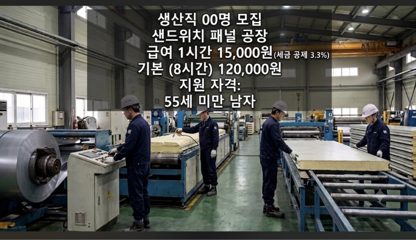 단기 장기 3주이상 알바 생산보조 구합니다