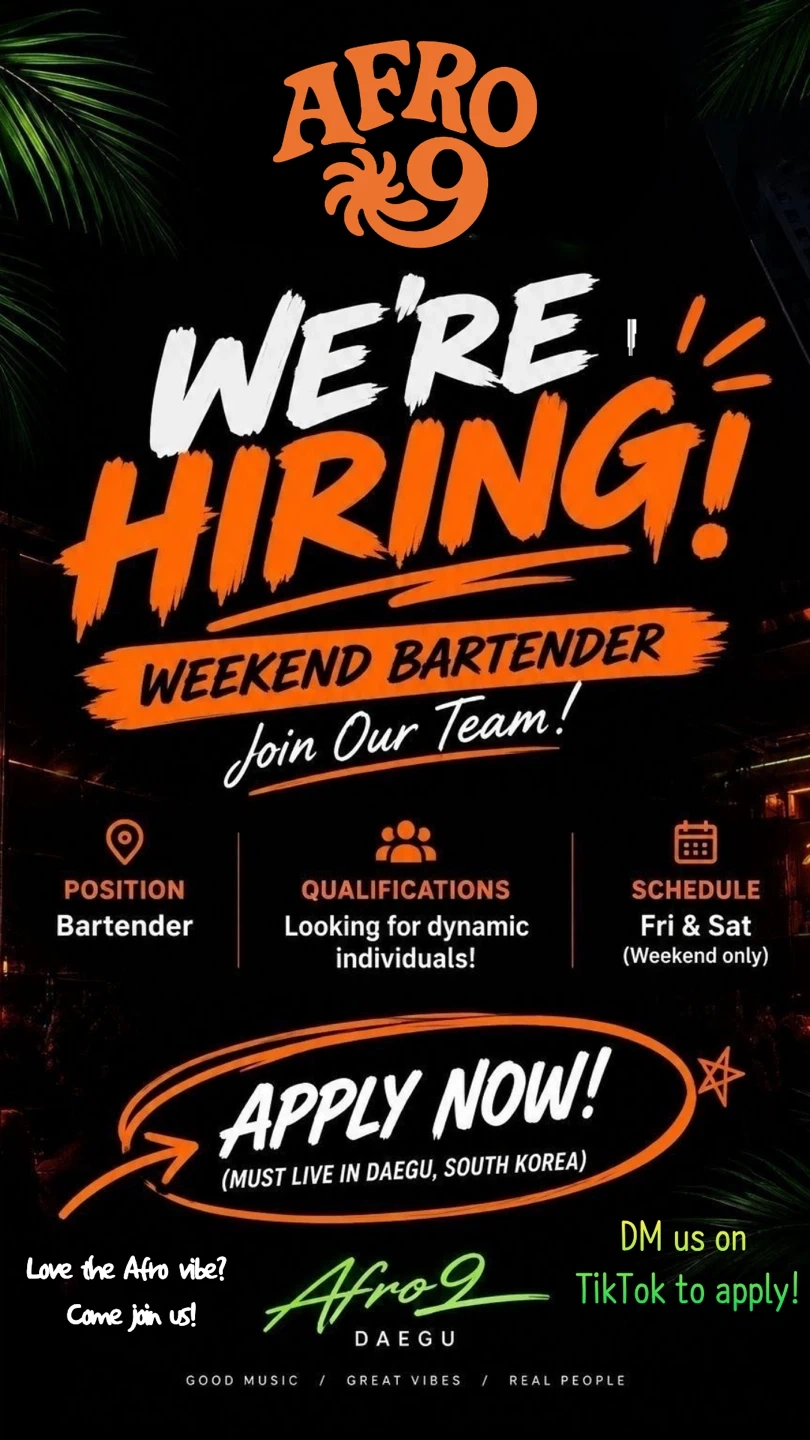 Foreign Bartender Wanted afro9
