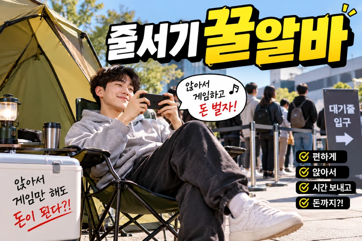 줄서기 알박기 꿀알바 모집 2박3일