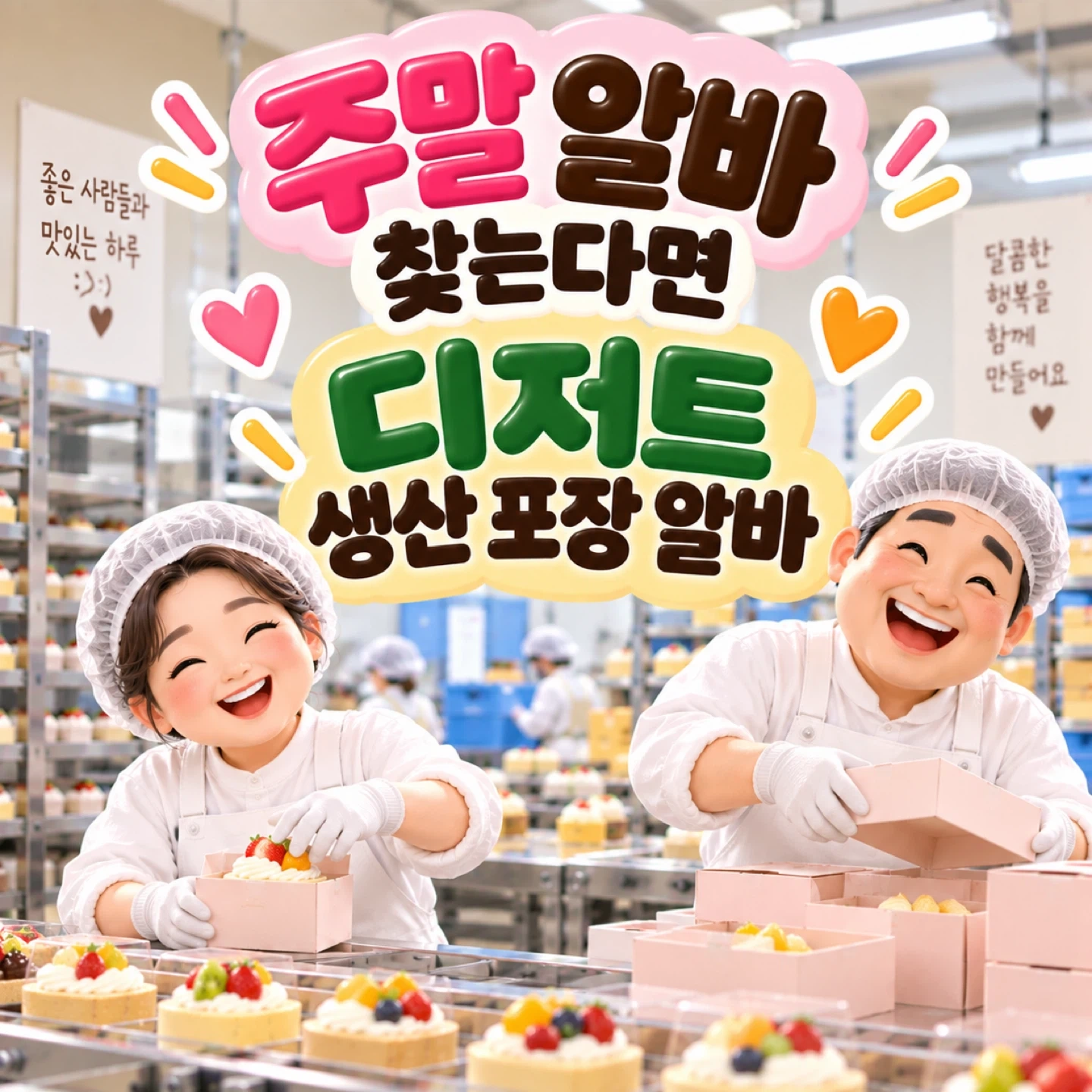 주말가능 디저트 생산 포장 알바 모집