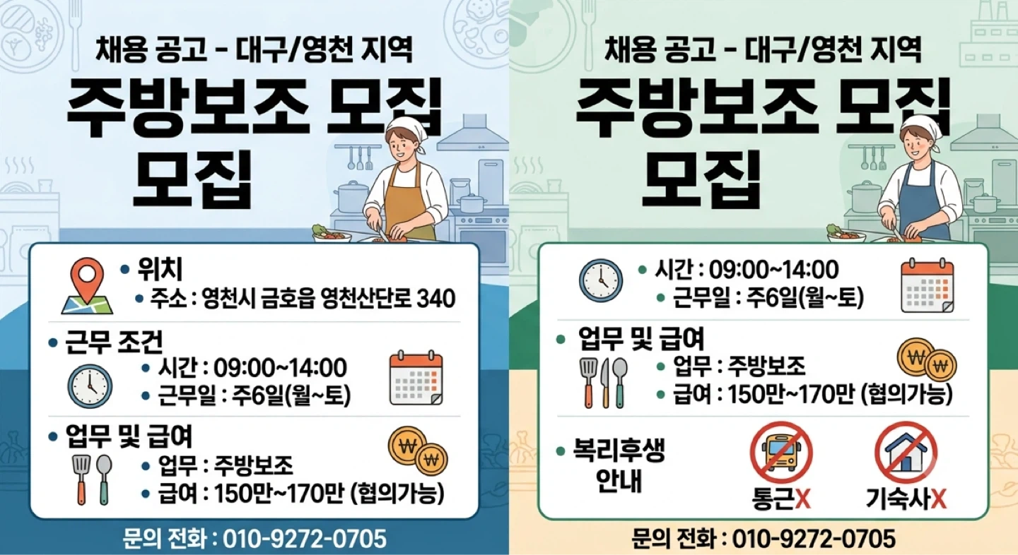 영천/주방보조/주6일/자차가능자