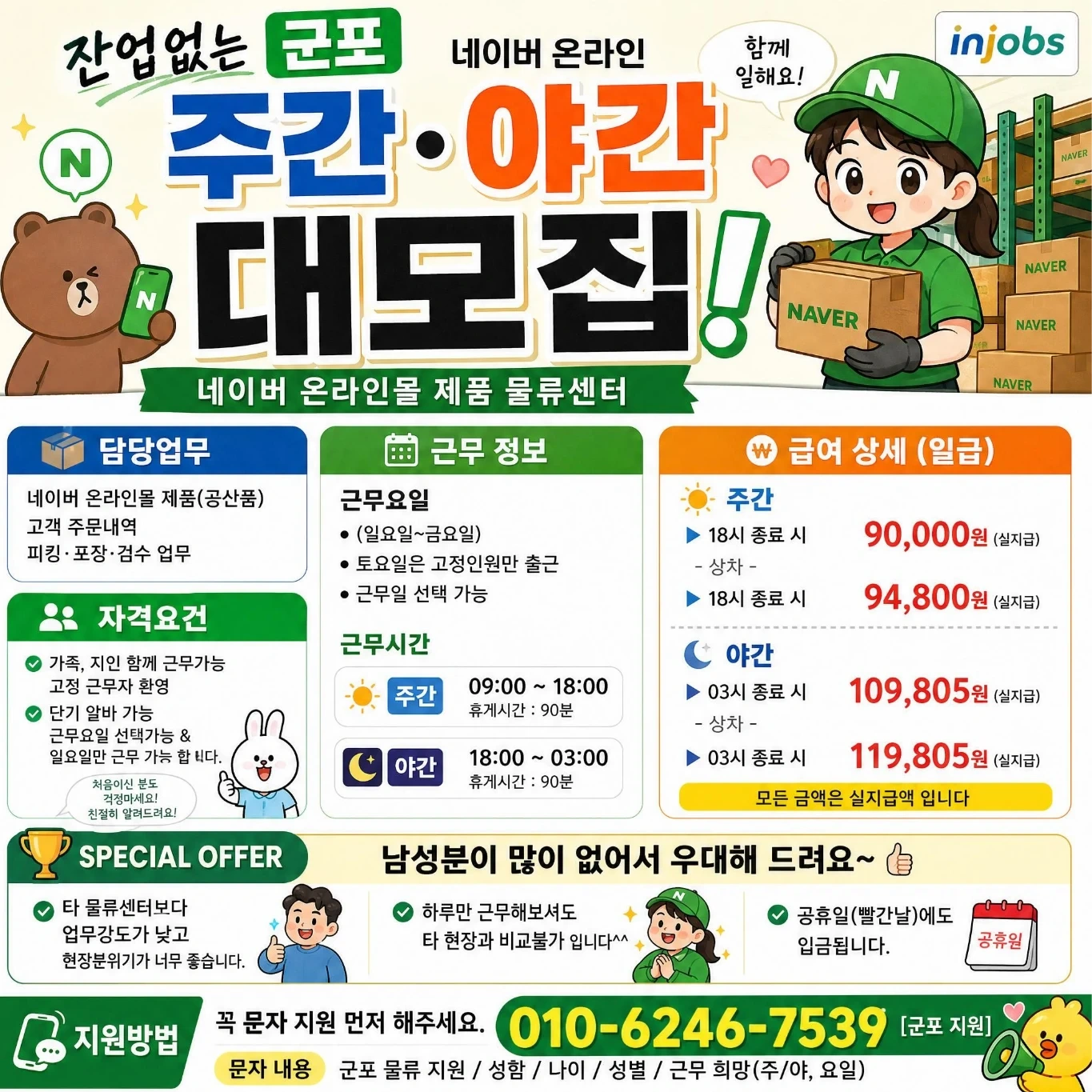 월요일 5,000원 추가/잔업없는/군포 네이버 온라인