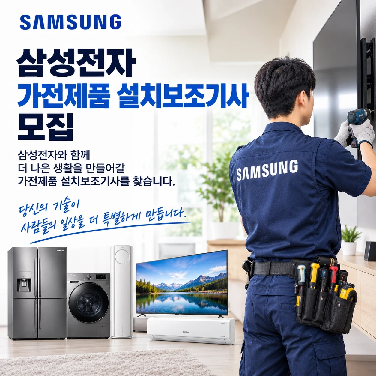 삼성전자 설치 보조기사 구합니다!