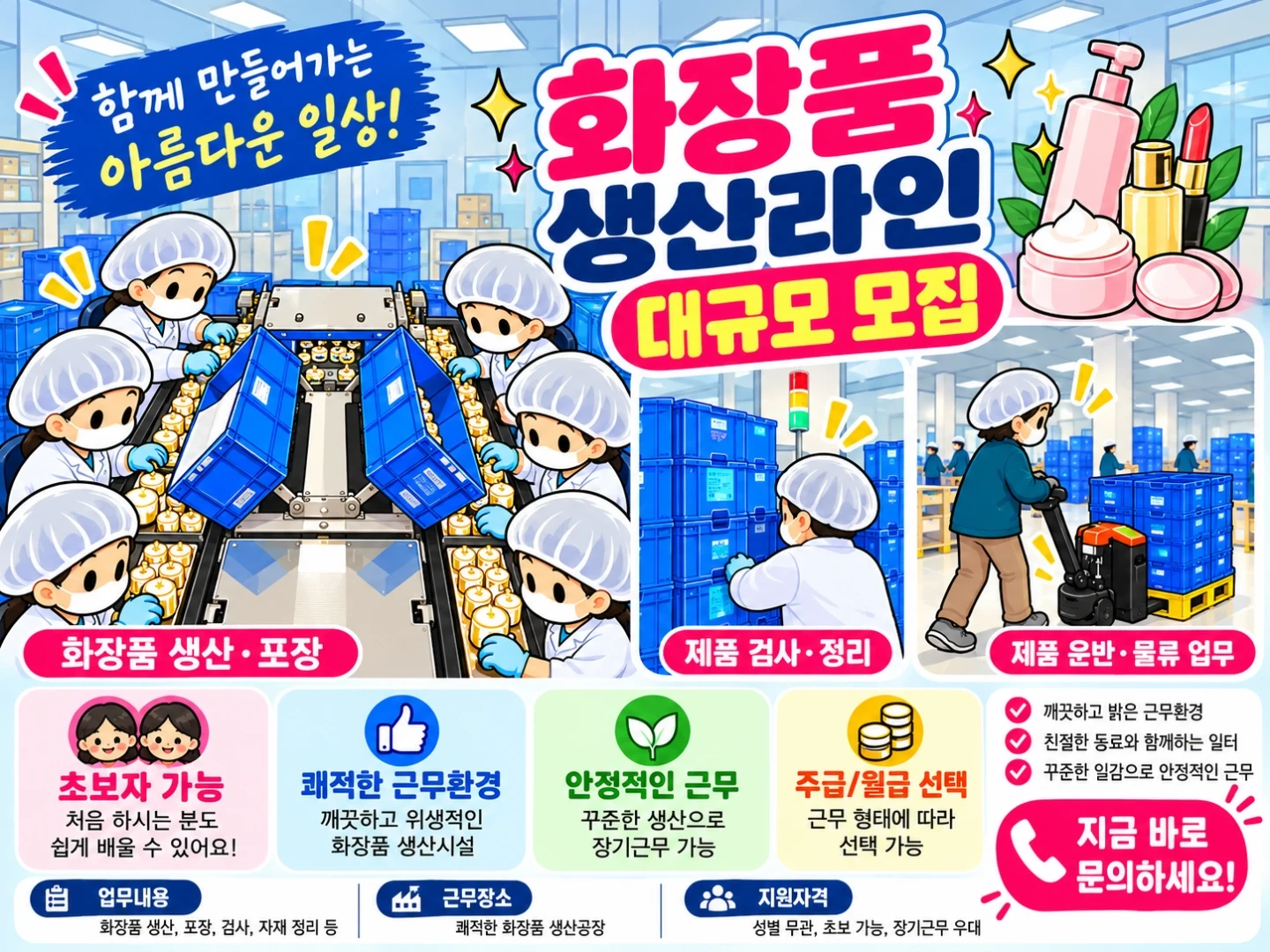 주급제 화장품 제조 핸들카 알바 모집