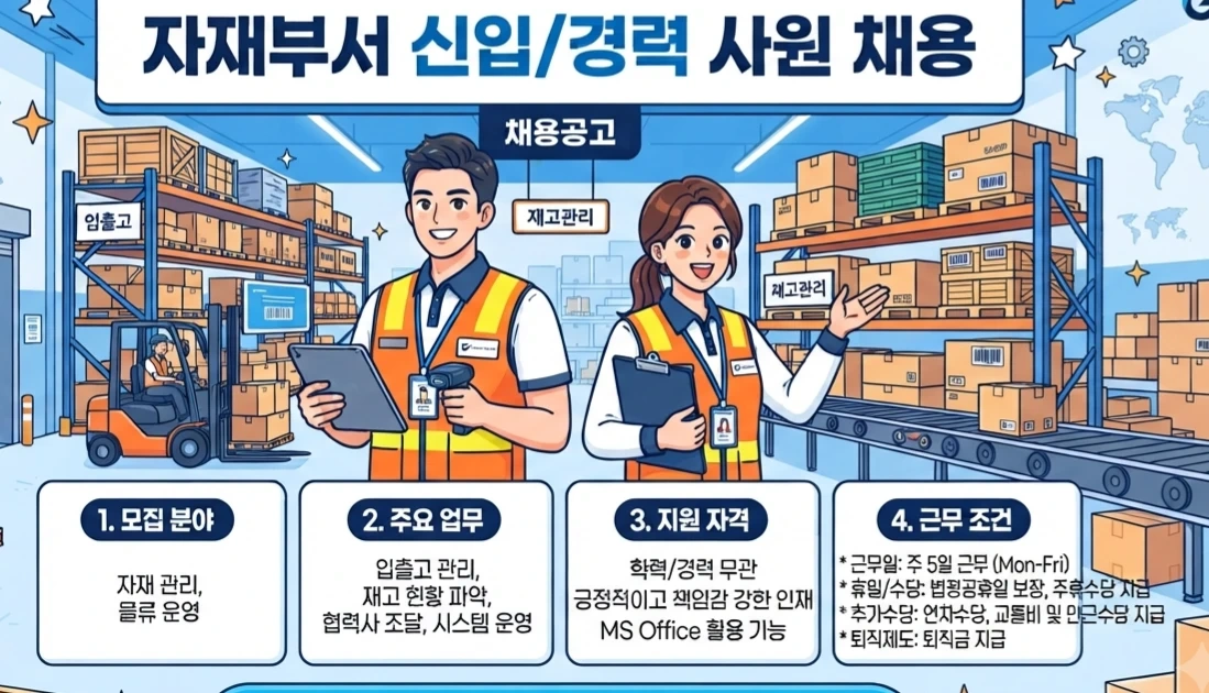 (정직원) 자동차 소형부품 자재부서 인원 모집
