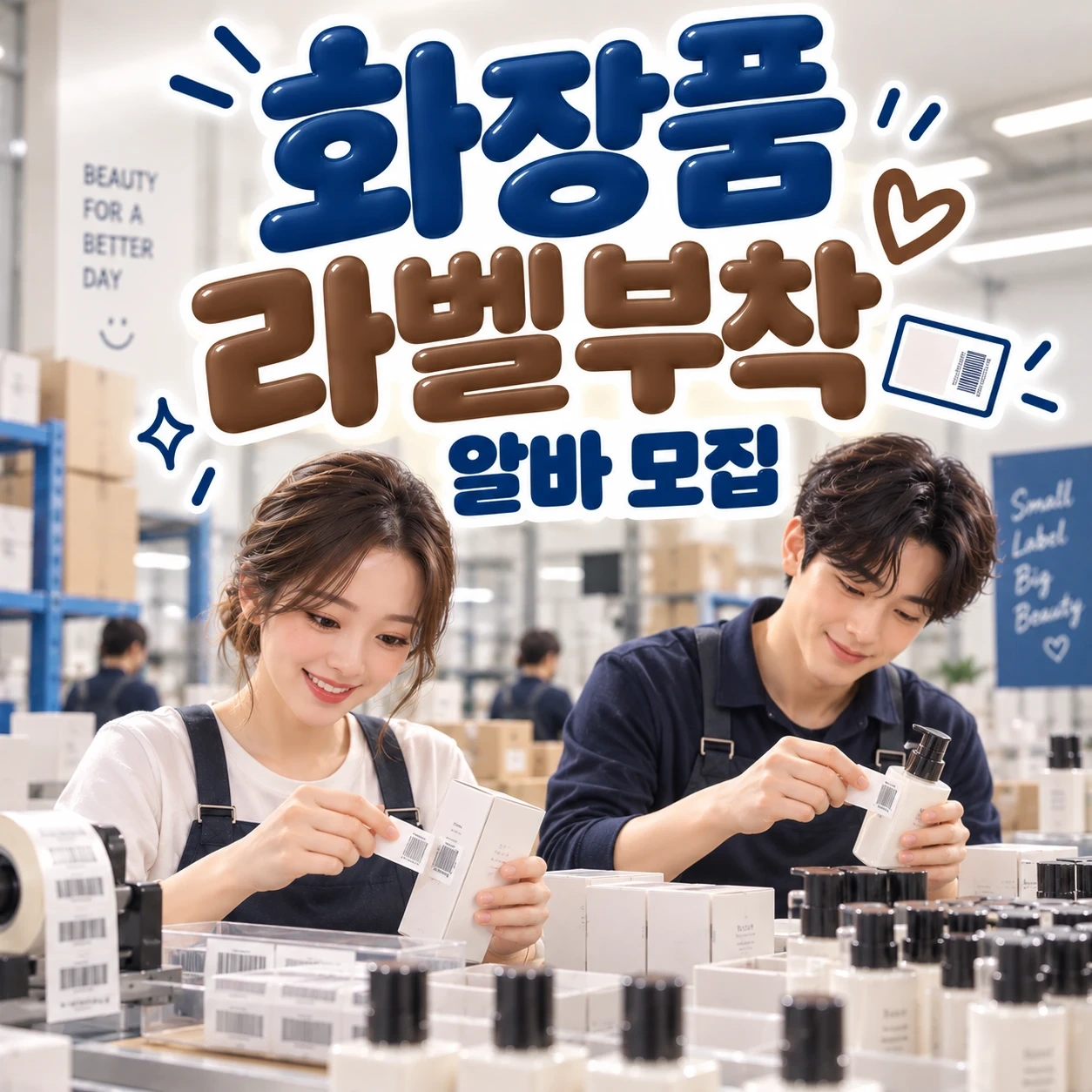 익일지급//바로가능//화장품라벨부착,포장,검수,적재