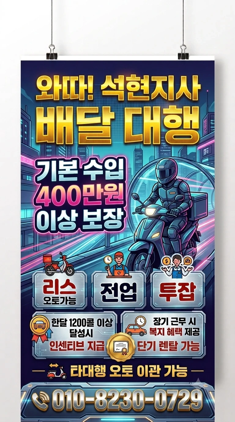 와따 석현지점 라이더님 모집합니다
