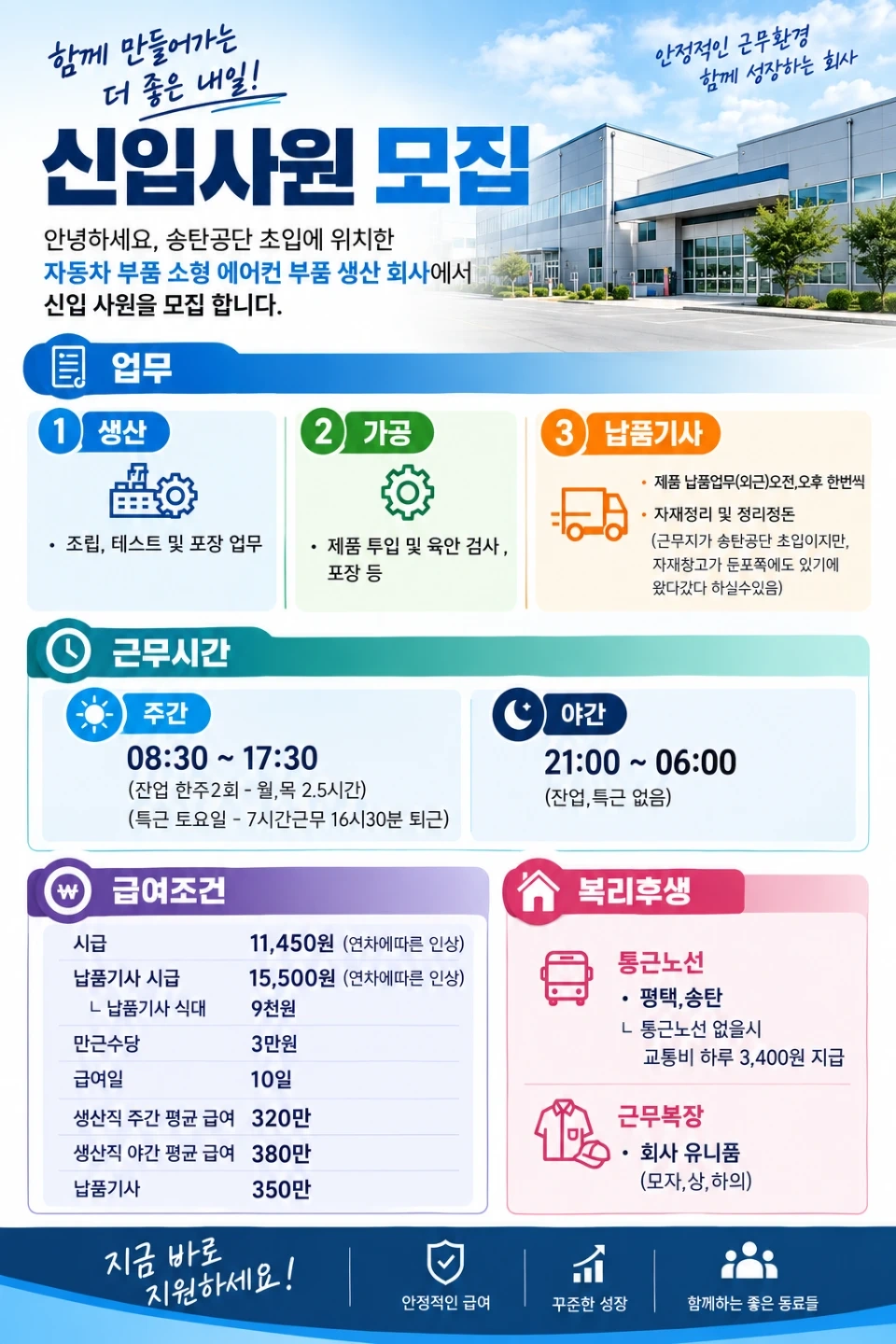 자동차부품 조립,가공,납품기사 모집 초보가능
